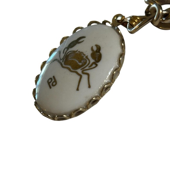 Vintage Zodiac Cancer Sign Bracelet Crab Luck Dangle Charm Gold Tone Celestial - Picture 9 of 14